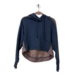 Saturday Sunday Anthropologie Small Karla Blue Oversized Sweatshirt Cropped Boho